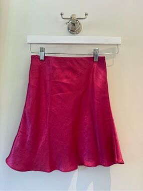 Aritzia Hot Pink Satin A-Line Skirt